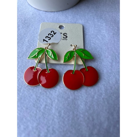 It's Women's Cherry Enamel Dangle Earrings - Picture 2 of 2
